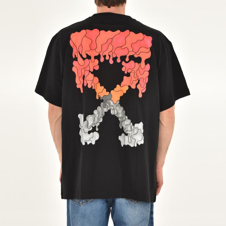 Off-White Red Marker Over Tee Black Men Tops OMAA038S21JER0021025