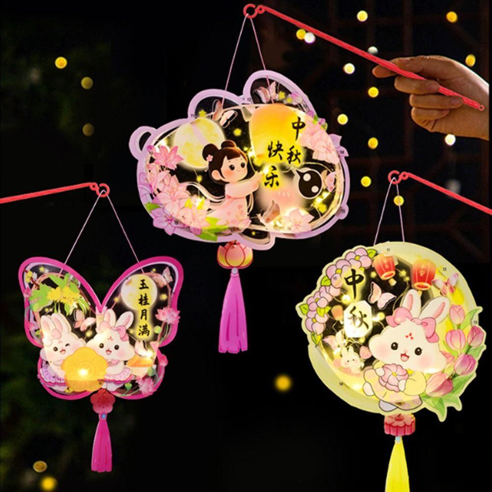 Portable Chinese Rabbit Lantern Traditional LED Lantern Toys Handheld Paper Lantern  New Year
