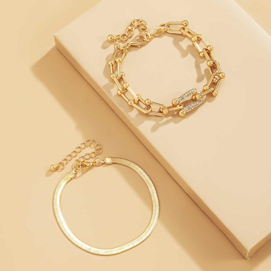 U-Shaped Bangle Bracelets for Women Punk Metal Snake Bone Shape Bracelet Trendy Zircon Hoop Link Charm Jewelry