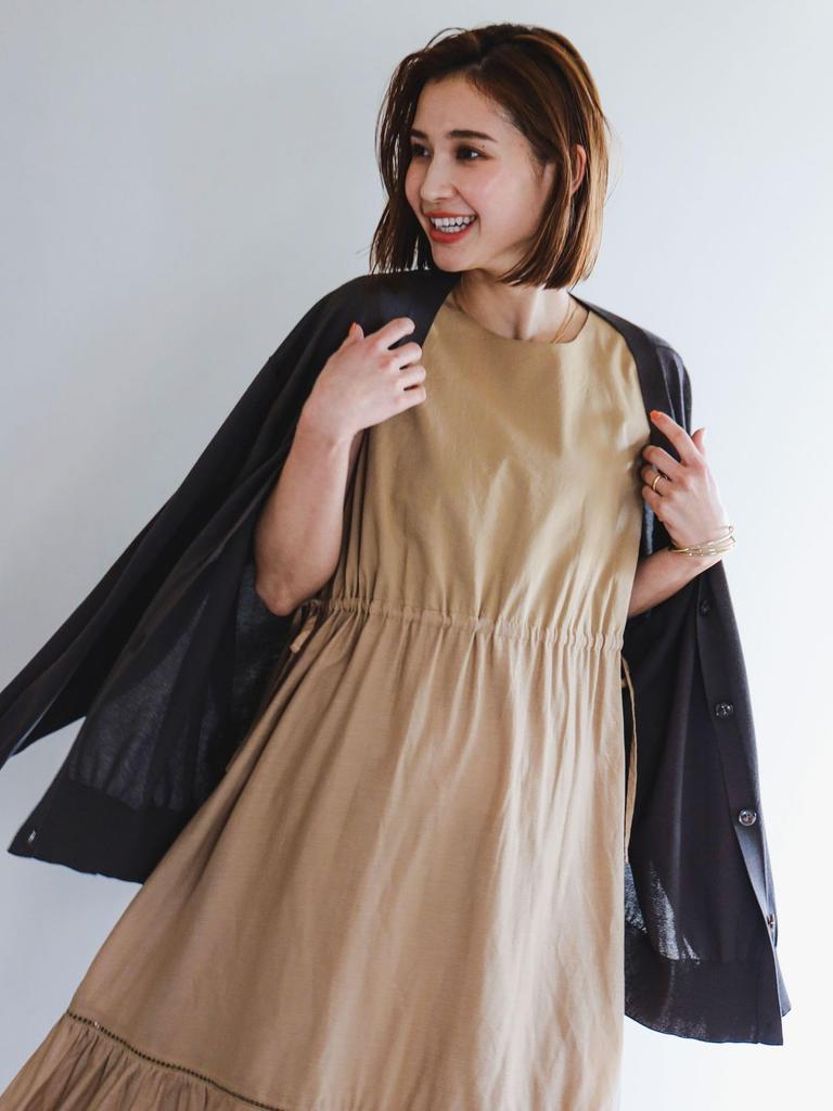 Life Store by Dress by BEAMS Tiered Sleeveless Maxi Dress BEIGE M [Beaming BEAMS] BMING Women's