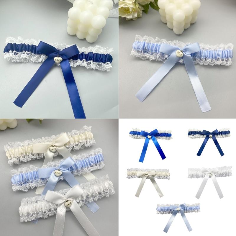 Bride Wedding Lace Garter Elastic Leg Band Lace Trim Design Leg Decoration for Formal Event Proms Ceremony Accessories