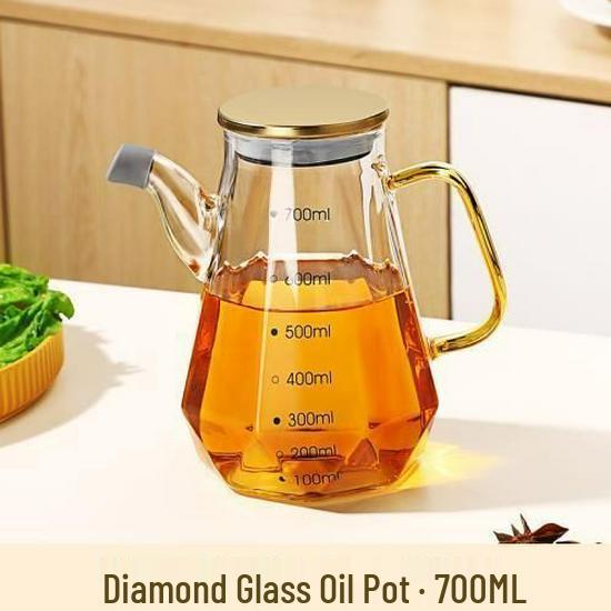Diamond-Shaped High Borosilicate Glass Oil and Seasoning Bottle