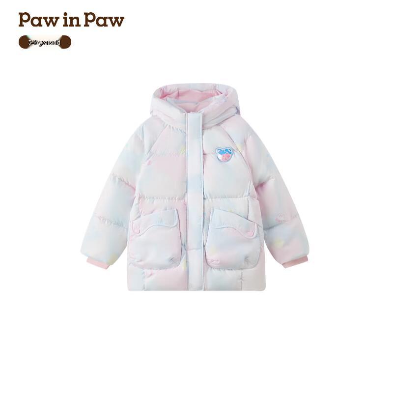 PawinPaw Girls Cartoon Bear Hooded Down Jacket 130