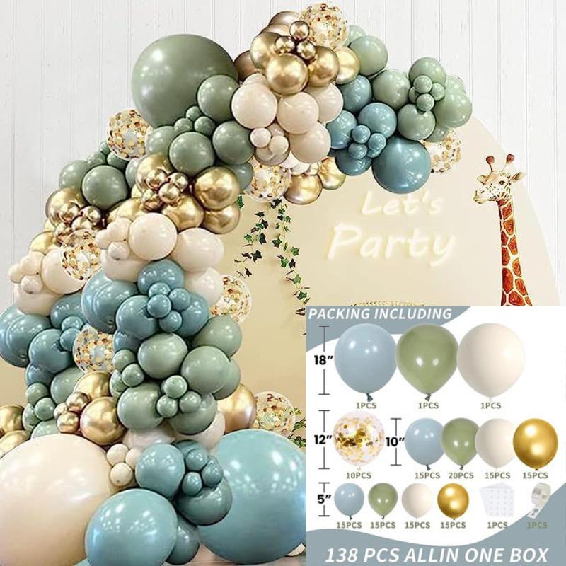 

Balloon Party Birthday Wedding Balloon Set Decoration Scene Arrangement Background Wall Balloon Chain Sage Green Blue Balloon Set