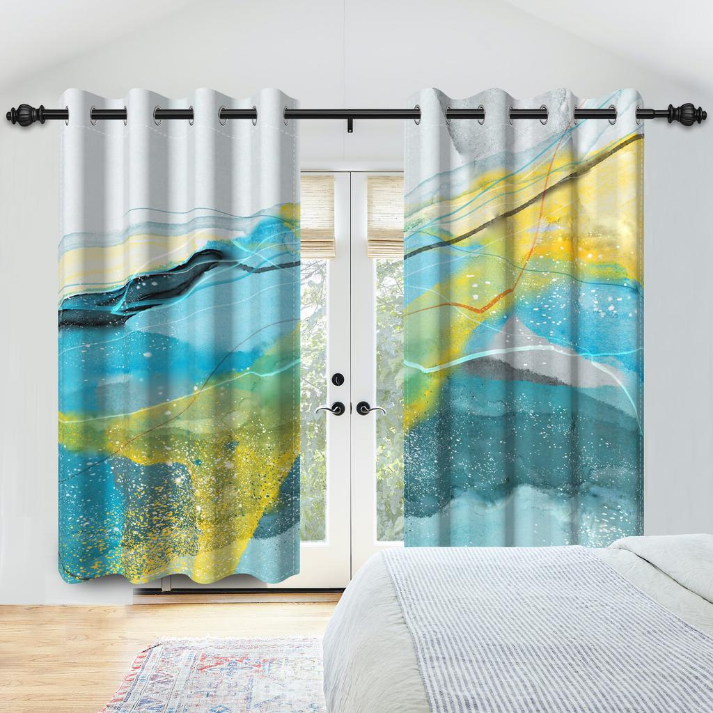 Abstraktes Aquarellmuster Vorhänge Bedruckter Vorhang Wohnzimmer Schlafzimmer Modernes Zuhause Fensterbehänge Künstlerisch Lichtblockierend Polyester Tolle Behandlung