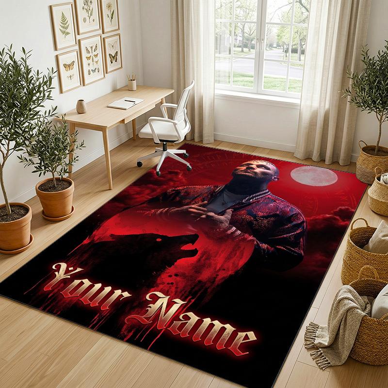 Personalized Crystal Velvet Carpet,Kontra K Custom Printed Name, Plush Area Rug For Home Indoor Decor