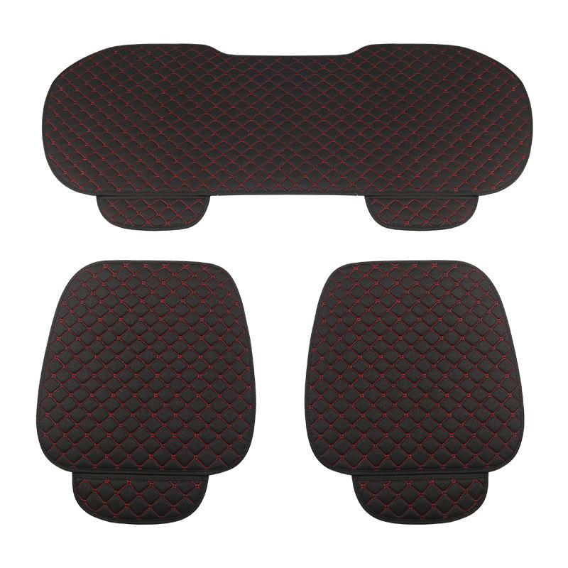 Linen Universal Car Seat Cushion Set - Three-Piece, Four-Season, Suitable for Five-Seater Cars