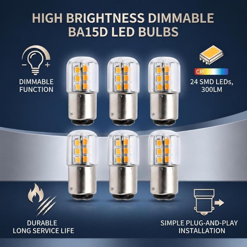 6 Pack 3W LED Bulbs AC/DC12V Brake Light Bulbs High Brightness LED Light Bulb  Boat