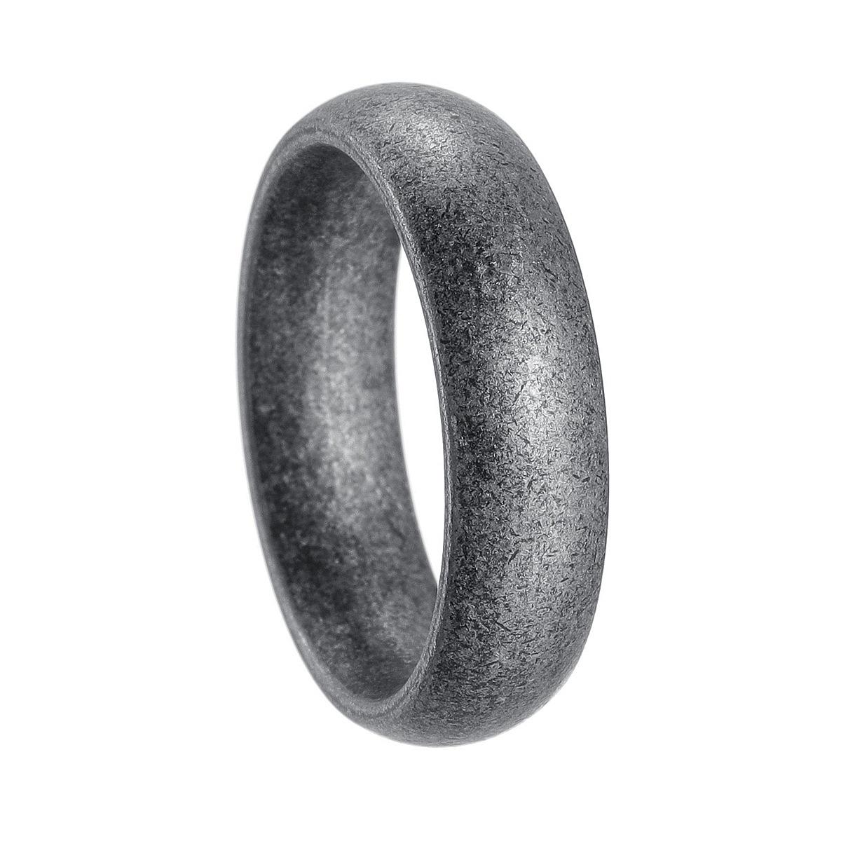 

Мужское кольцо из нержавеющей стали 304 шириной 6 мм, античное серебро - Простые ретро парные украшения Size 6