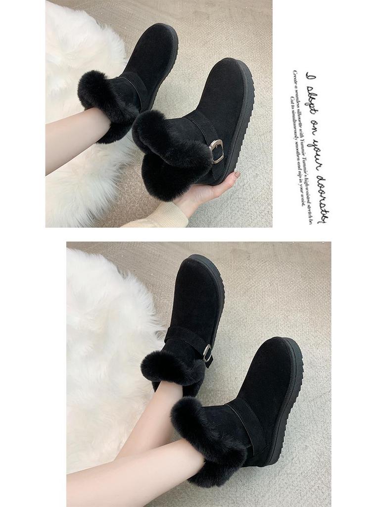 Women's 2024 Winter Waterproof Mid-Tube Snow Boots: Thick, Warm Cotton, All-Match, Student-Friendly, Easy Slip-On In Northeast Style