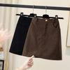 2026 Autumn/Winter Corduroy A-line High Waist Slimming Skirt – Fashionable Hip-hugging Design