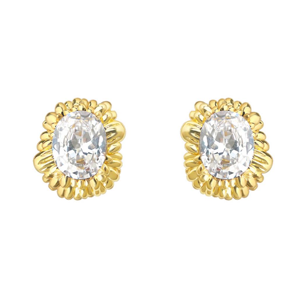 Kleine Zirkon-Ohrstecker mit Gänseblümchen-Motiv, 18 Karat vergoldet - Eleganter leichter Luxusschmuck