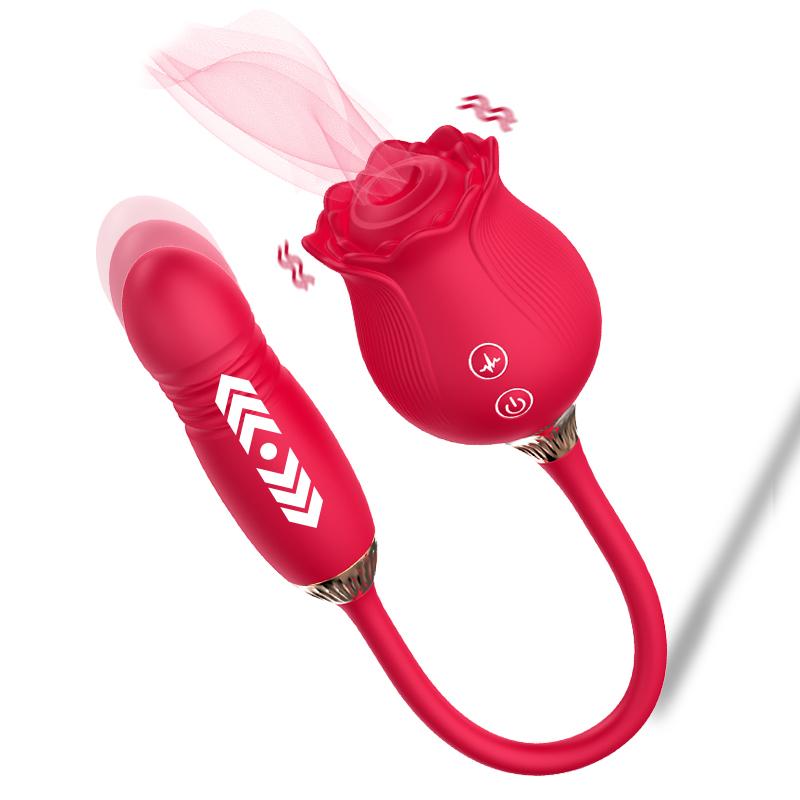 Rose Sucking Vibrator | 2-in-1 Clit TongueLicker & G-Spot Stimulator | Multi-Stimulation Adult Toy for Women & Couples