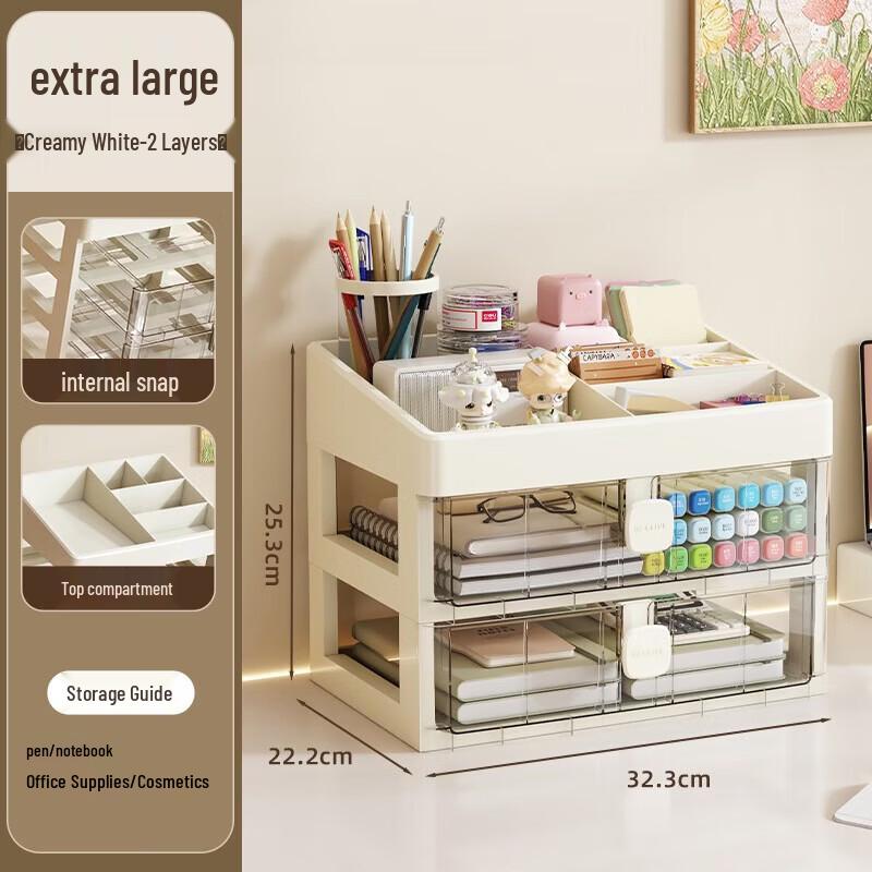 WEZHO Transparent 2-Layer Drawer Cosmetic Storage Box