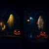 Halloween Hologram Ghost Mirror LED Light Up Spooky Ghost Mirror for Halloween Indoor Outdoor Haunted House Room Decor