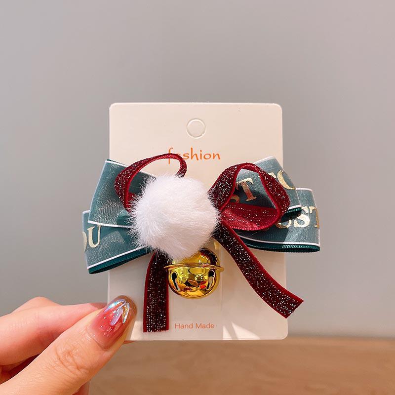 Luxury Christmas Hair Accessories: Bow, Cute Pom-poms, Gingerbread Man Clips & 3D Little Bear Headband.