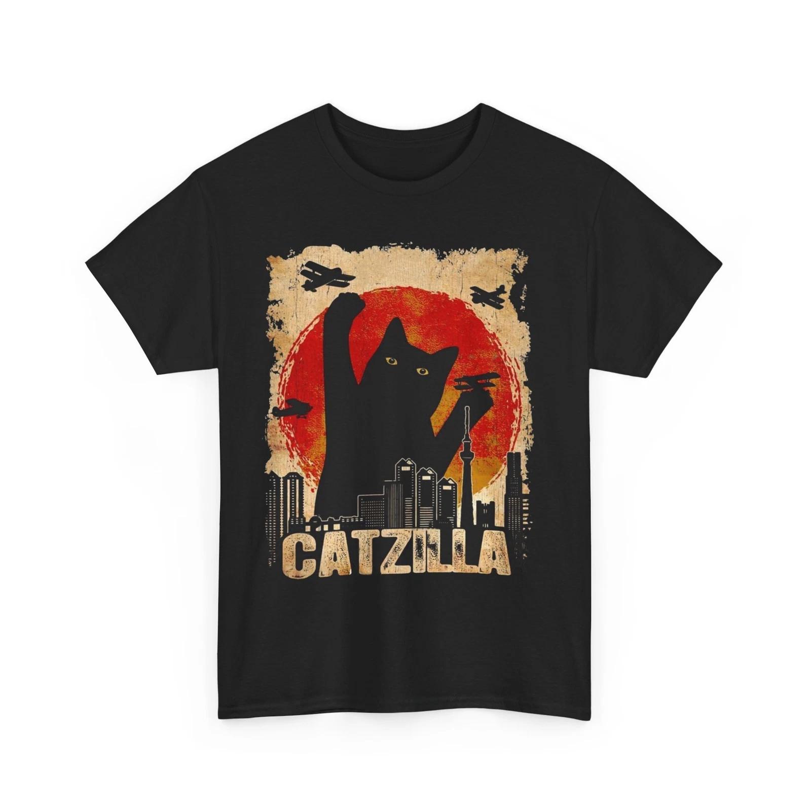 Catzilla Tshirt | Catzilla Shirt | Catzilla T-shirt | Funny Black Cat Shirt E L