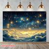 1 Stück 2D flach bedruckter Sternenhimmel Wolken Fotografie Hintergrund, Polyestergewebe, für Heim- und Studiogebrauch