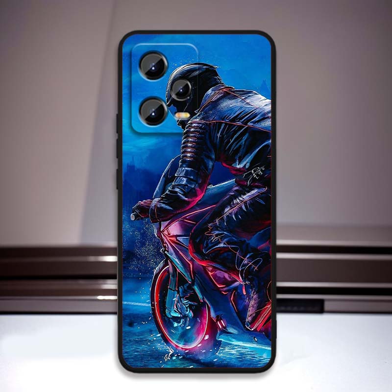 Creative motorcycle rider cool Phone Case For Xiaomi Redmi Note 15 14 13 12 12S 11E 11 11S Pro Plus 4G 5G Black Soft TPU