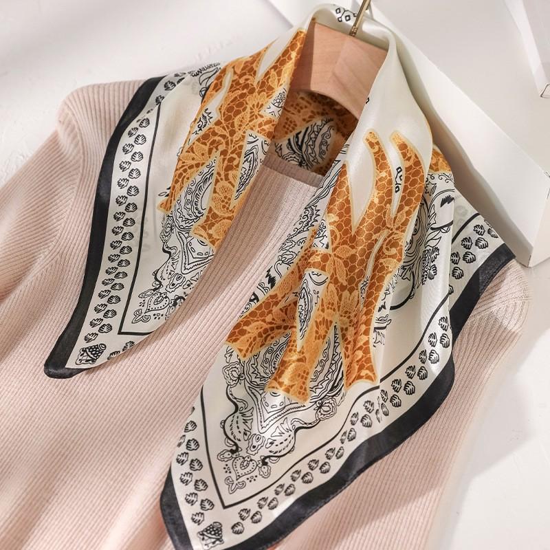 100% Pure Silk Square Scarf Fashionable Lightweight Neckwear Women