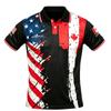 Men's Loose Fit Casual Short Sleeve Polo Shirt with Flag Print Comfortable Button Down Top for Everyday Wear