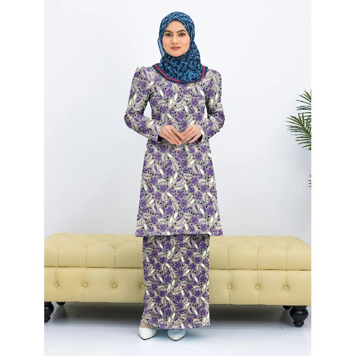 

Лето 2025 Новинка Принт Ид Узор Паханг Курунг Женский Элегантный Костюм Традиционный Ретро Удобный Дышащий Модный Женское Платье 4XL зелёный