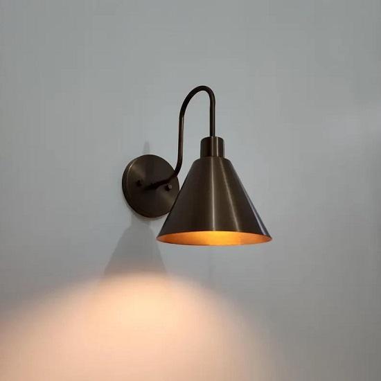 Minimalist Raw Brass Cone Wall Sconce – Handmade Modern Lighting