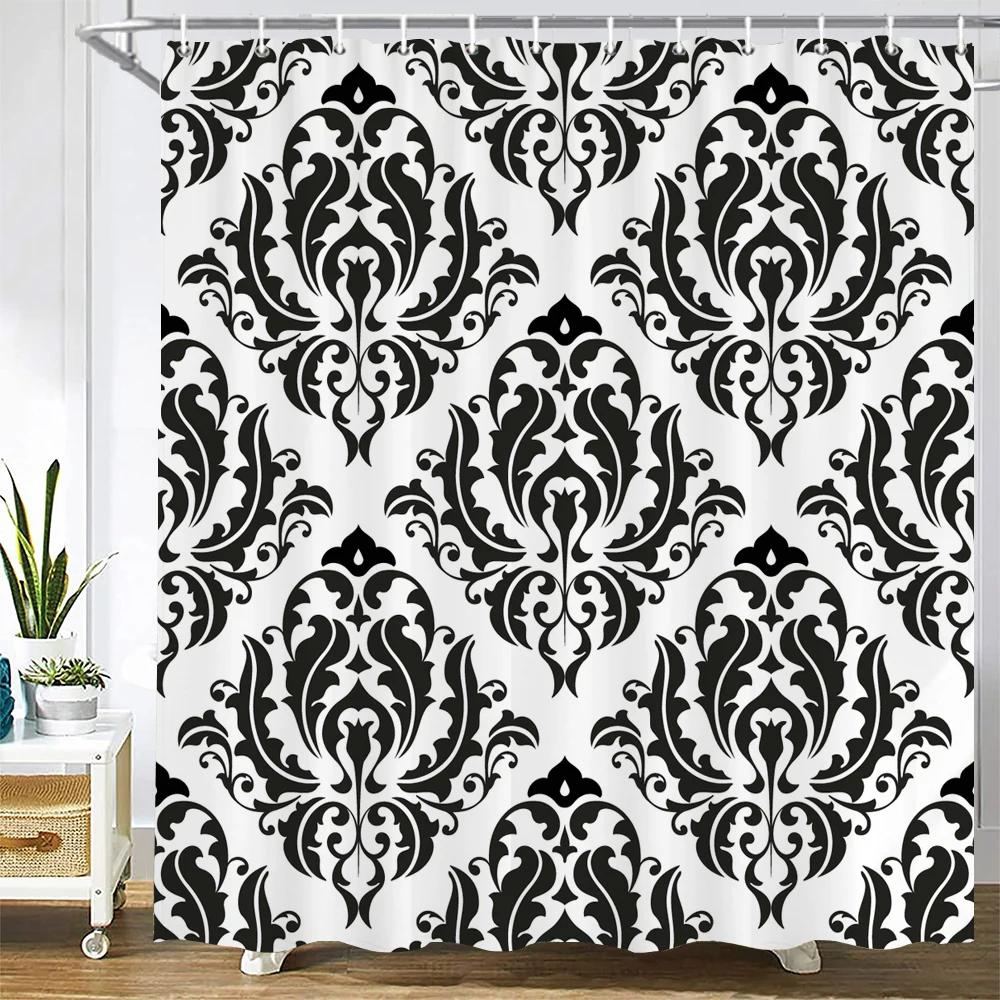 Waterproof Bathroom Shower Curtains Retro Geometric Pattern Washable Fabric Bath Screen 240X180 3D Print Decor Shower Curtain