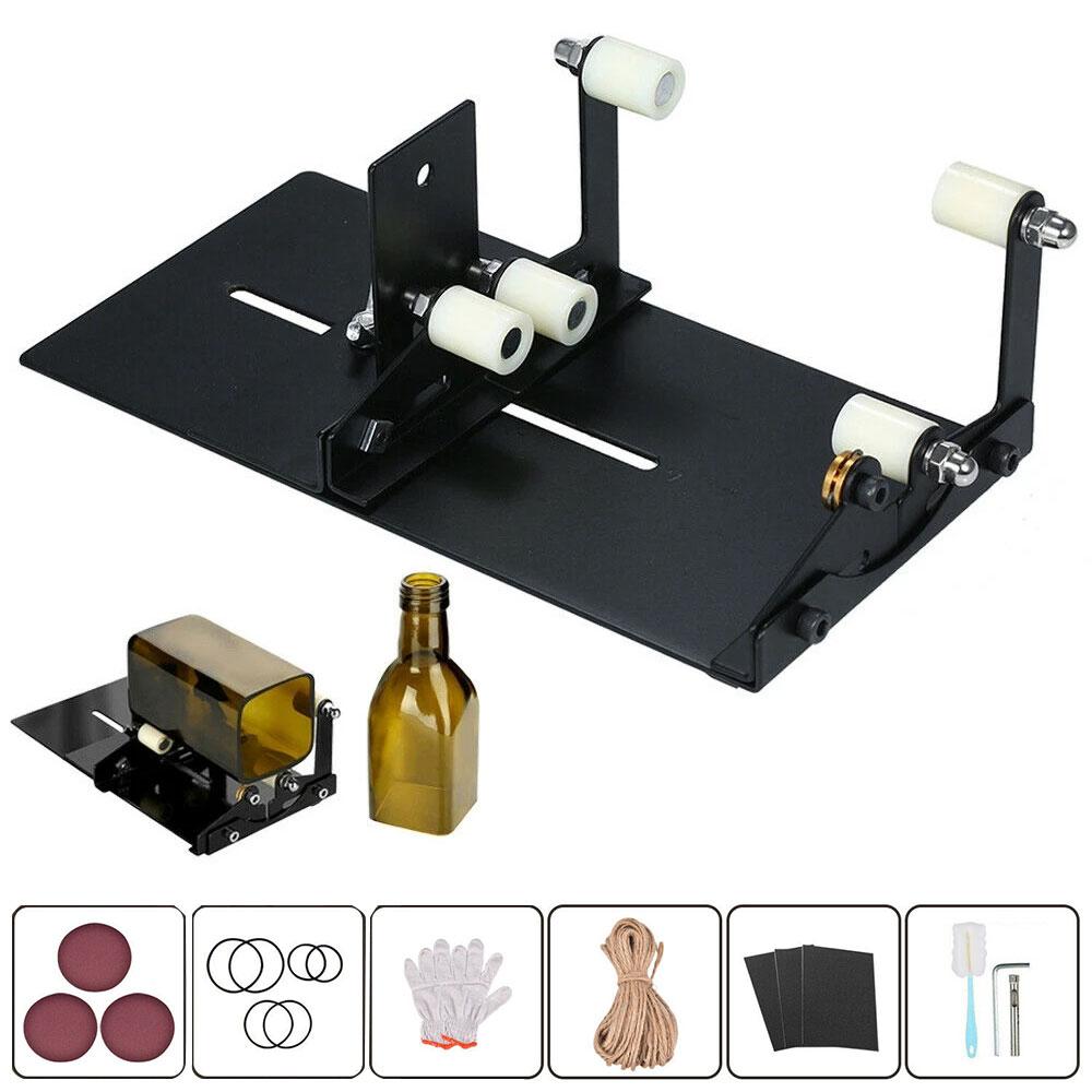 19Pcs Glass Bottle Cutter Tool Square Round Wine Beer Glass Sculptures Cutter Machine for Beer Glass Cutting Bottles Holder DIY