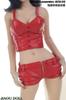 [TOYBARJAPAN] 16 Scale Figure AccessoriesCompatible with TBLeague Figures, JO21X-31C Red Women's Sexy Leather Biker Camisole Shorts Outfit Set (Body,