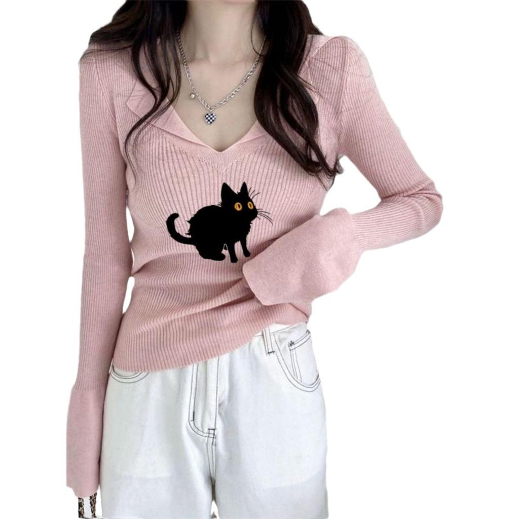 Chic Slim-Fit Retro Knitted Sweater - Women's Fall/Winter Stylish Long-Sleeve