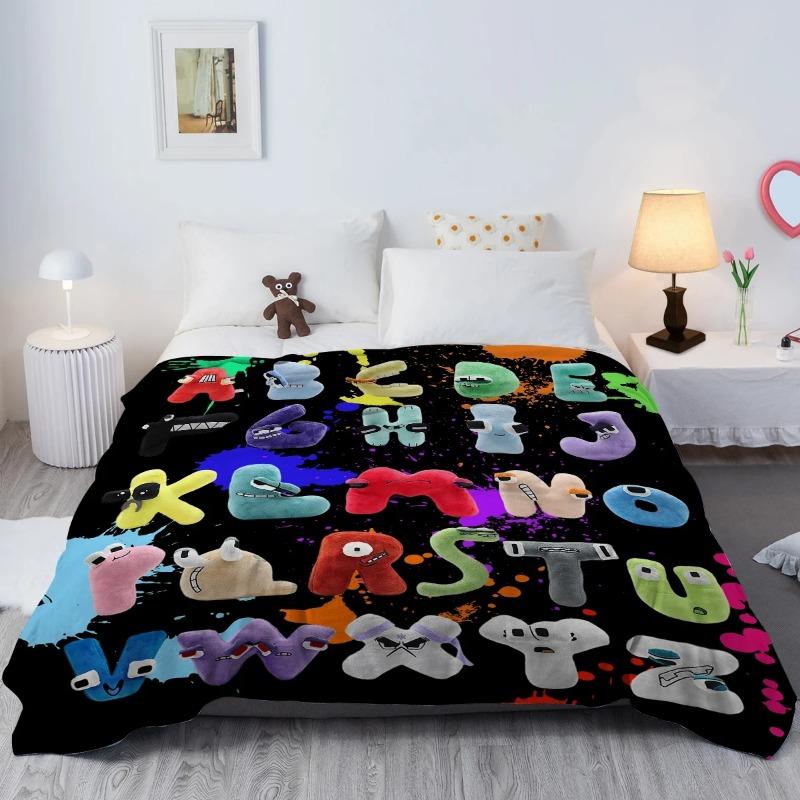 Funny Alphabet Blanket Colourful Alphabet Printed Soft Flannel Office nap Blankets Warm Cozy Blanket Lore for Teens Adults Decor