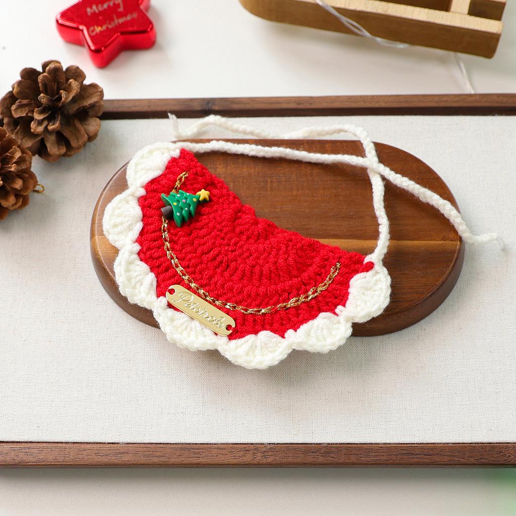 Pet Supplies Bib Hand Crocheted Snood Christmas Day Dog Cat Gold Label Saliva Towel Bib Collection