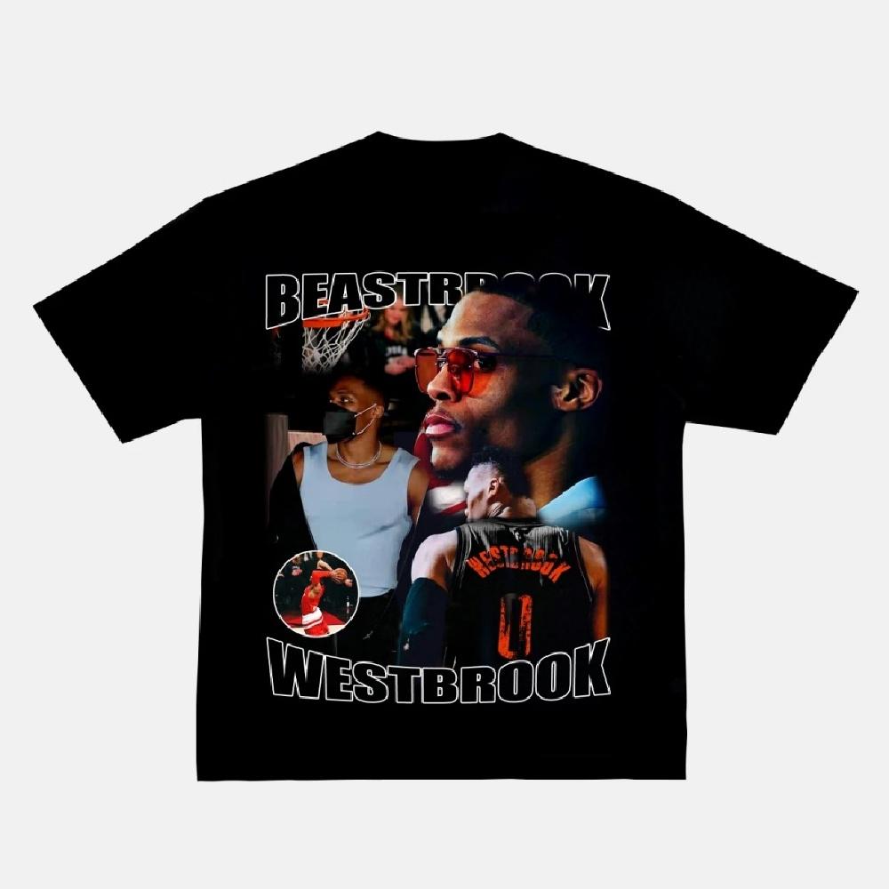 

2024 Футболка Westbrook Звезда НБА Баскетбольный принт Американский Короткий рукав Свободный Ретро Хип-хоп Топ Международный Самый продаваемый Стиль XXXXXL чёрный