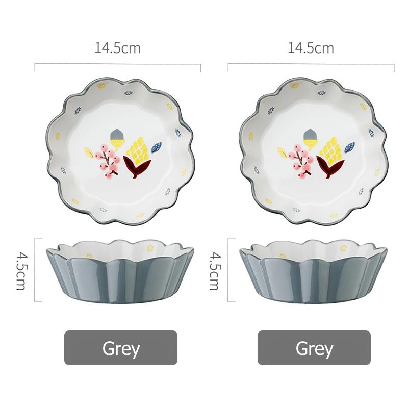 5.8 inch Ceramic Salad Bowl Flower Dinner Bowl Pasta Baking Bowl Porcelain Serving Bowl Set of 2