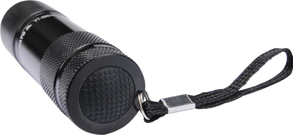 ALUMINUM FLASHLIGHT, 9 LEDS, BLACK - YT-08570
