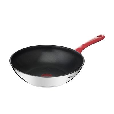 Edice Červená nerezová indukční pánev Wok s nepřilnavým povrchem (28 cm) Vhodné do myčky v troubě Bez PFOA Silver