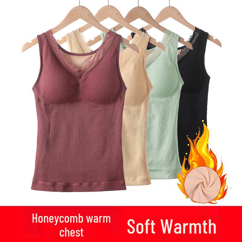Women's Warm Autumn/Winter Fleece-Lined Elastic Vest with Chest Pads