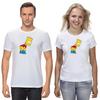 The Simpsons,Homer,Marge,Bart,Lisa Figure, Short Sleeve White-Black Men's / Women's T-Shirt L039