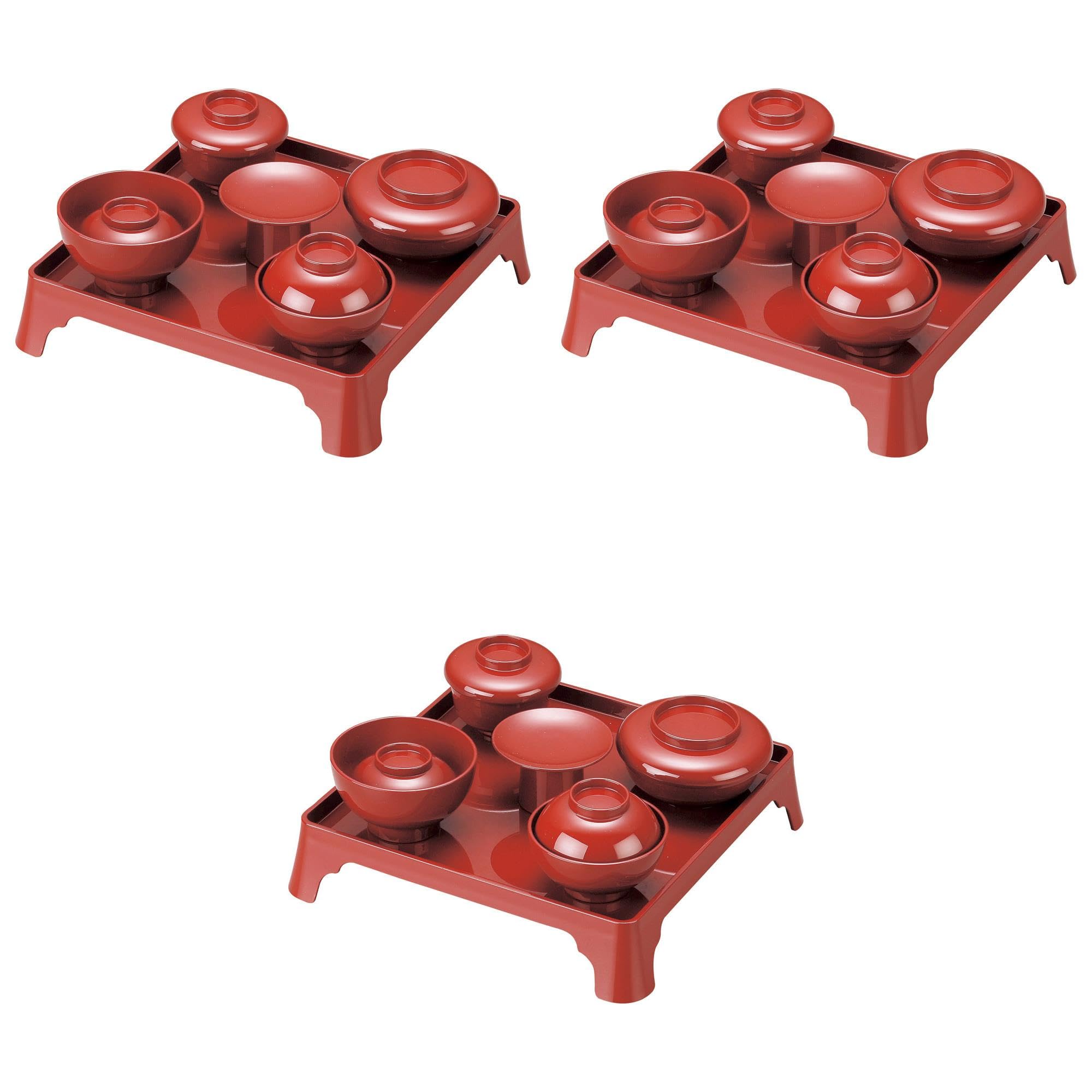 

Набор из 3 штук Okuihatsuzen Vermilion x x Okuihatsu ABS Сделано в Setomonohonpo Набор, [27.7 27.7 5.8 см] смола, Япония,