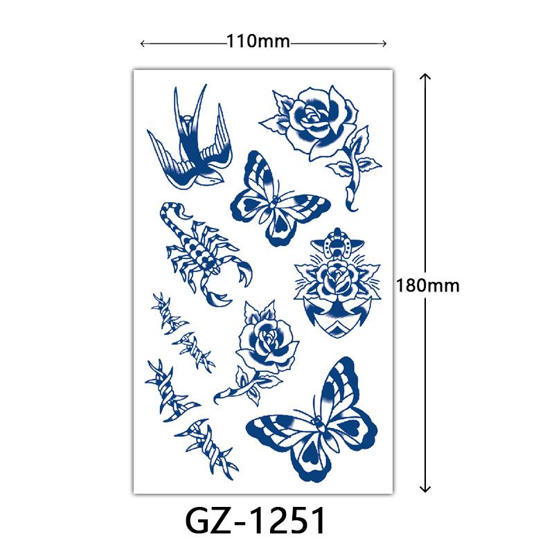 Herbal Tattoo Stickers, Juice Tattoo Stickers, Semi-Permanent English Letter Tattoo Stickers Tattoo