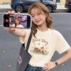 Jeanswest Women's Cotton Knitted Sun Cat Print Short-Sleeve T-Shirt