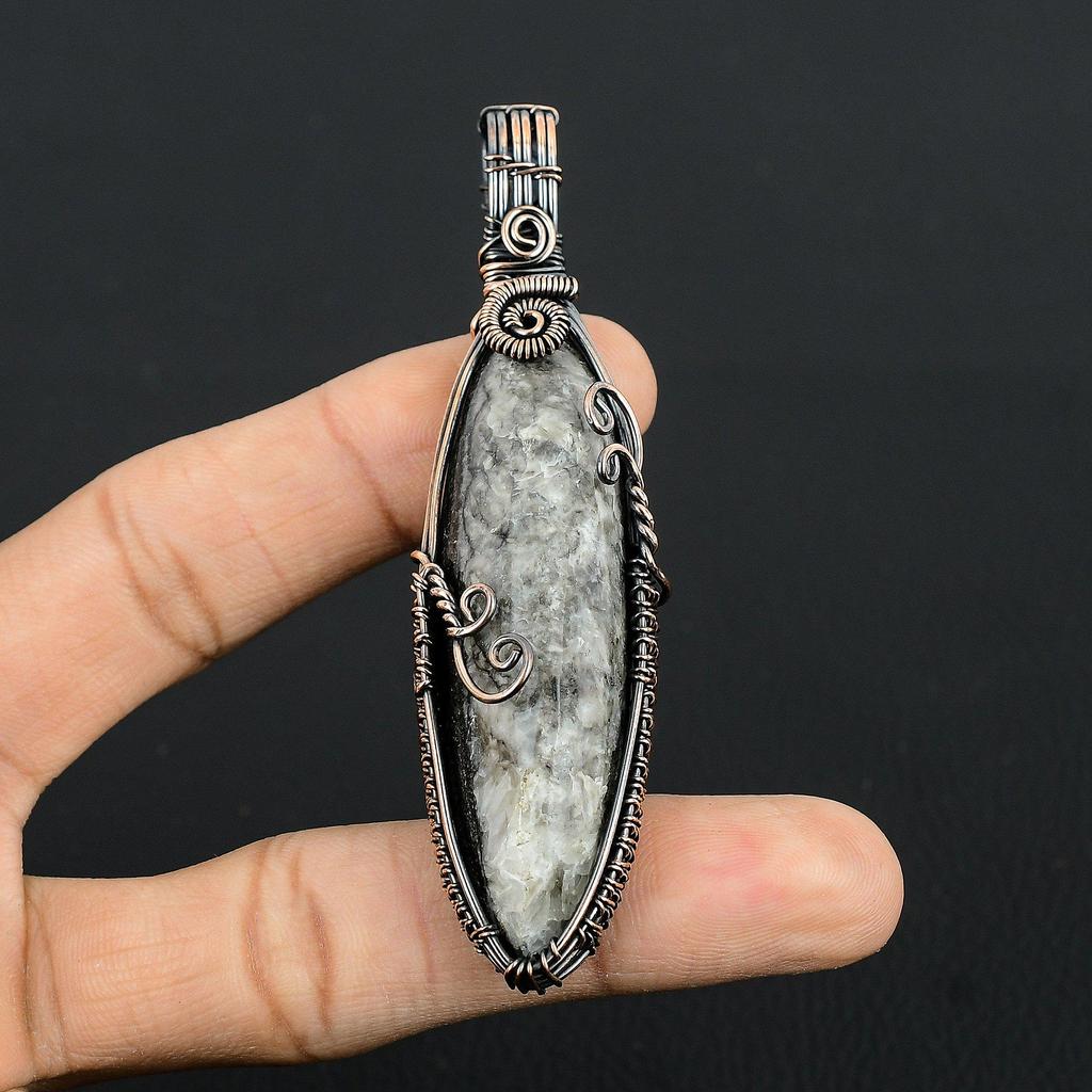 Orthoceras Fossil Jewelry, 999 Copper Wire Wrapped Pendant Handmade Gemstone Jewelry, Gifts For Wedding Pendant