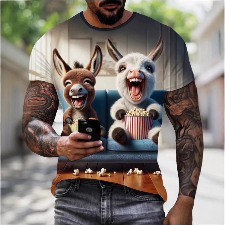 Men s Funny Printed Short Sleeve Stylish Simple Top T-Shirts Men’s S