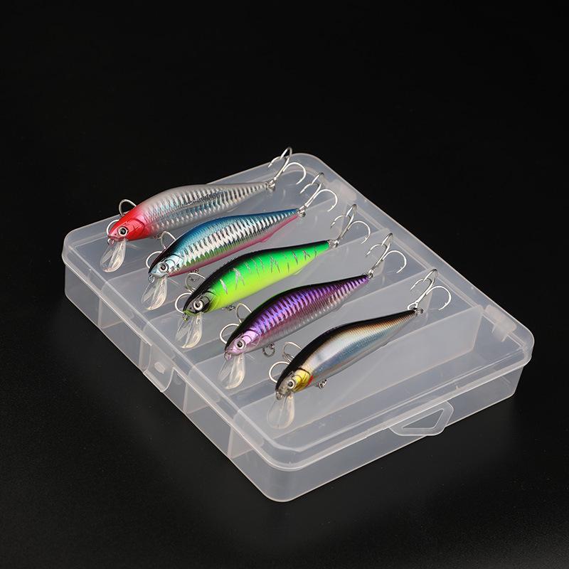 5-Piece Minnow Lure Set with Fixed Gear System, Great for Long Casting, Surface Rattling in Freshwater Fishing