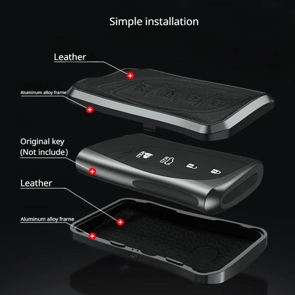 Alloy Leather Car Key Cover Shell For Lexus Es Nx Gs Rx Ux250 Ux260 Es350 3/4 Button Remote Holder Auto Accessories