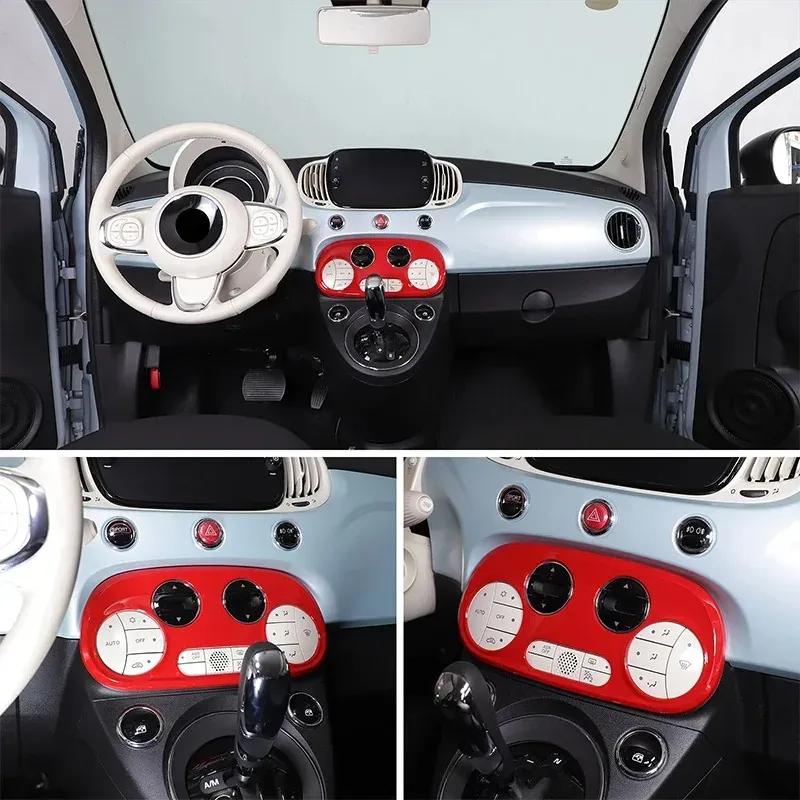 For Fiat 500 2016-2024 ABS Carbon Fiber Car Air Conditioning Adjustment Switch Button Frame Cover Interior Car Accessories