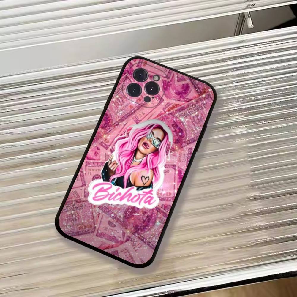K-Karol G Dibujos Animados Phone Case For iPhone 17,16,15,14,13,12,11 Plus,Pro Max,XS,Soft Silicone Black Cover