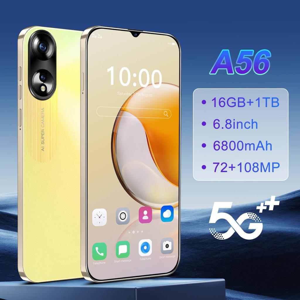 A56 Smart 5G Phone: 7.3-inch In-cell Display, Center Punch-hole, 16GB RAM + 1TB Storage, Full Screen.