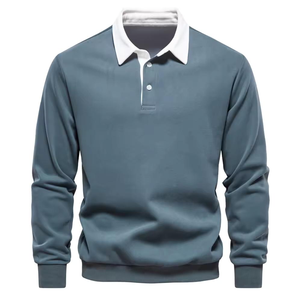 Autumn Spring Polo Neck Sweatshirts for Men Casual and Social Wear Cotton Men's Sweatshirts
